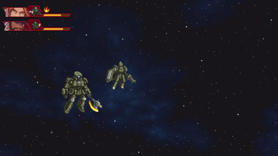 Two green mecha fighting in space in official Chaos Front footage